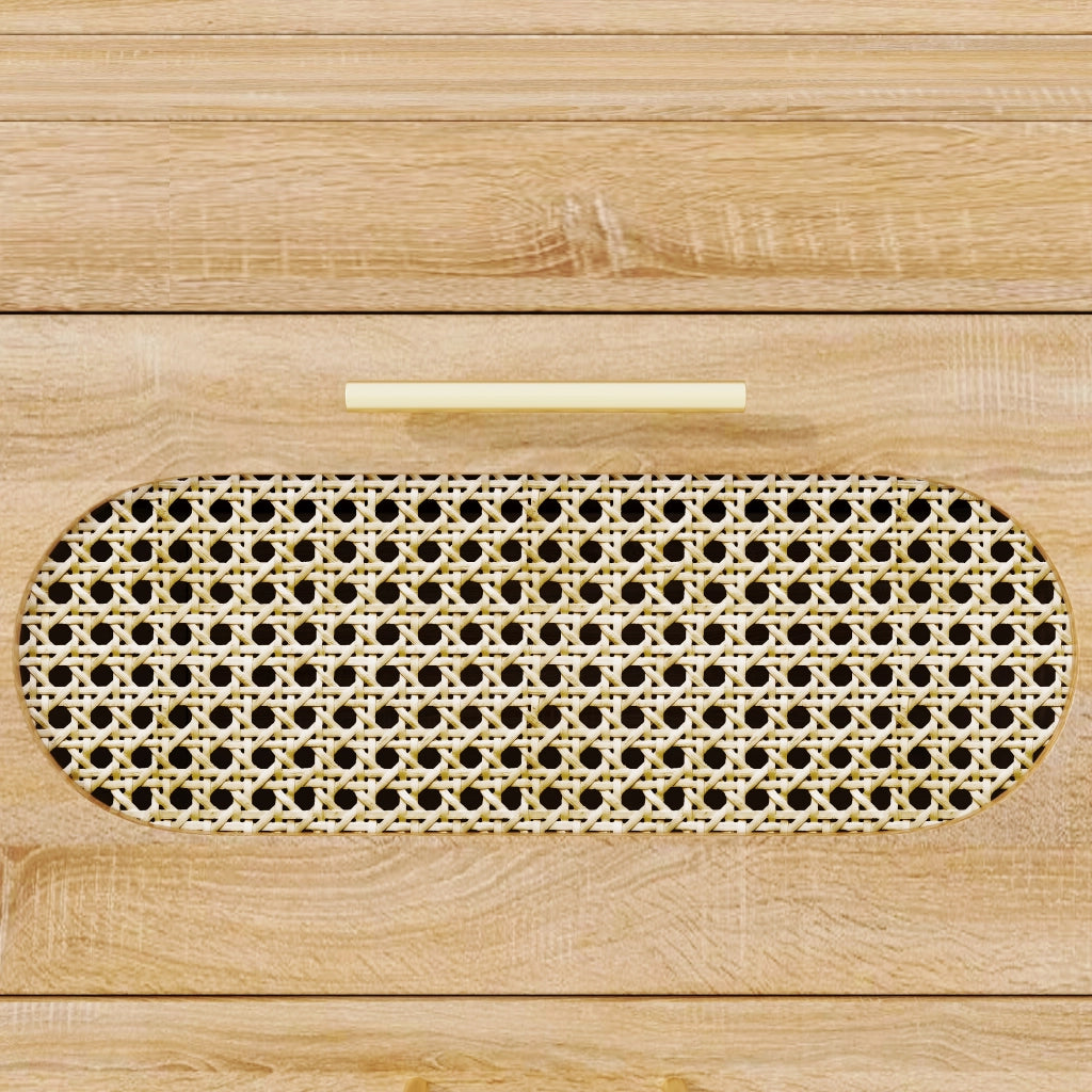 Tavolo Bar con 6 Cassetti e Ante in Rattan ¨C MINIMAL ¨C Metallo, Girevole 360¡ã