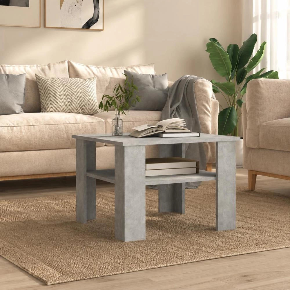 Coffee Table Concrete Grey 60x60x42 Cm Wood Material