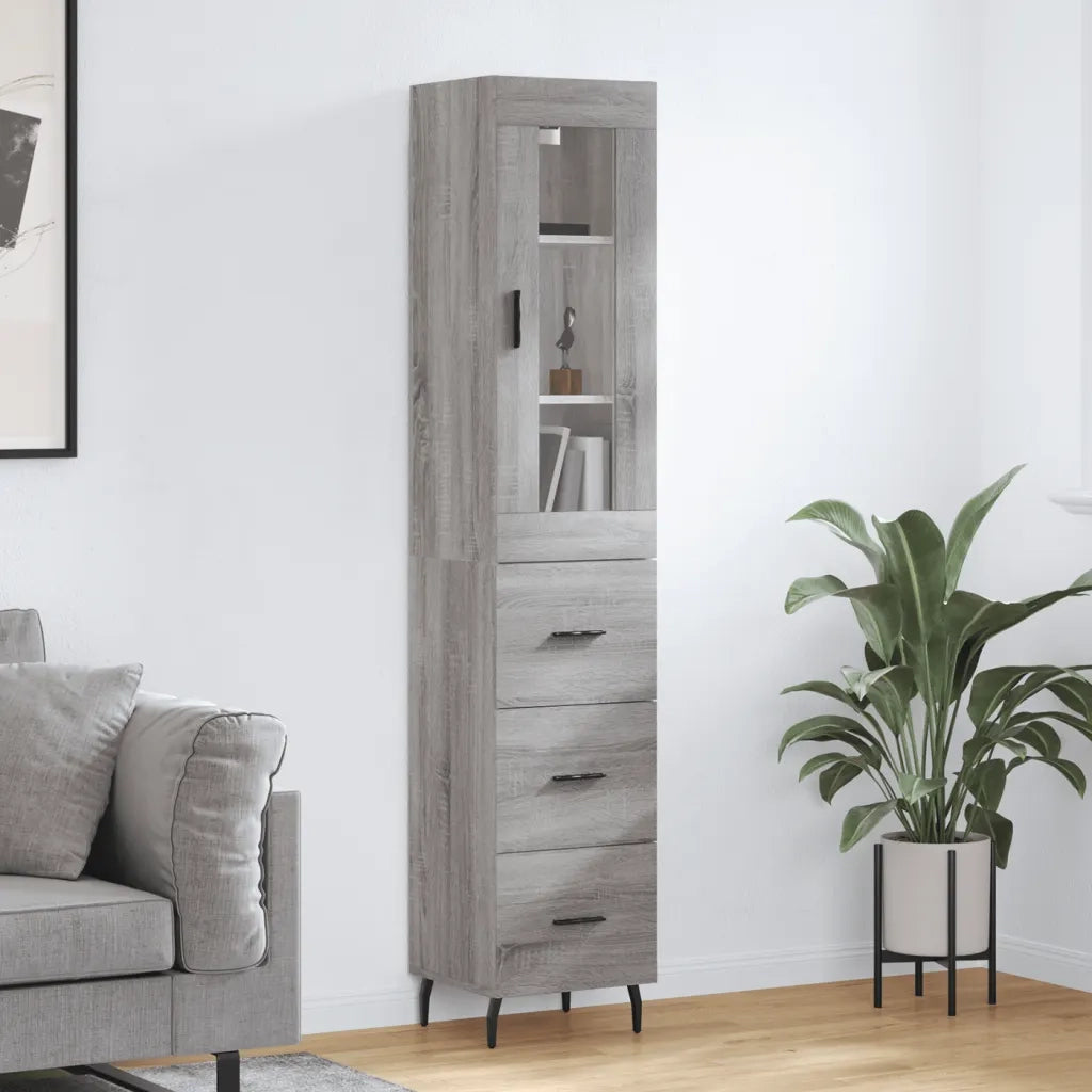 Credenza-Buffet-Armadio da cucina Grigio Sonoma 34,5x34x180 cm in Legno Multistrato 729799