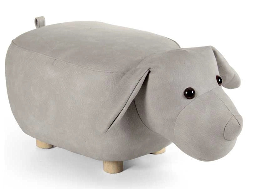 SGABELLO ABY A FORMA DI CANE IN SIMILPELLE 62X32 XH30 CM COLORE GRIGIO