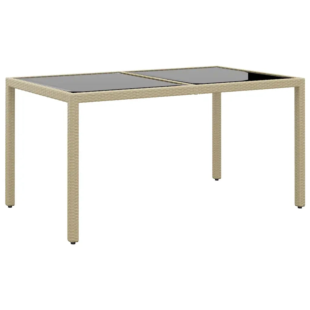 Set da Pranzo Giardino 7 pz Polyrattan e Vetro Temperato Beige cod mxl 41748
