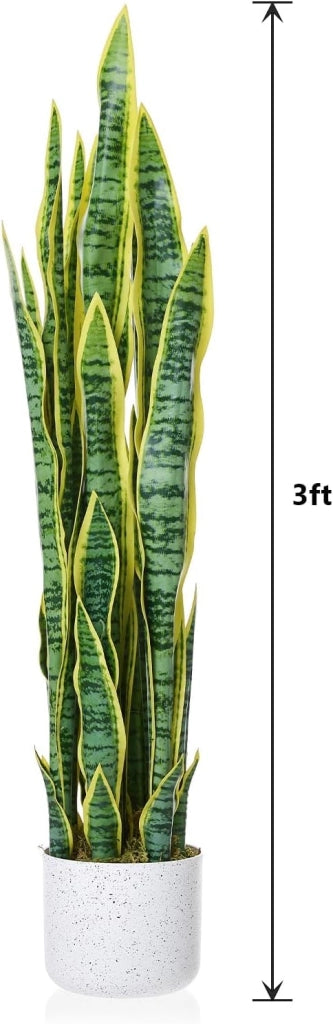 Sansevieria Artificiale 90 cm Pianta Finta da Interno con Vaso per Ingresso e Salotto