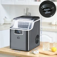 Macchina per Ghiaccio 20kg in 24 Ore, 24 Cubetti in 14-18 Minuti e Sistema Autopulente, Nero