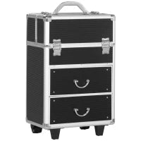 Trolley Valigetta Porta Trucchi Professionale, Blocco con 2 Chiavi e Ruote, Nero 36x23x52cm