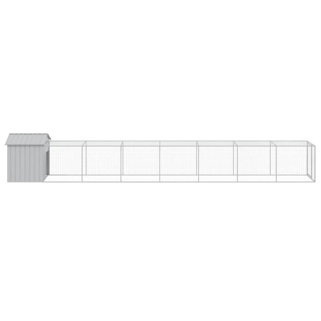 Recinto per pollaio con recinto per galline con cortile libero 117 x 813 x 123 cm in acciaio zincato grigio 02_0043961