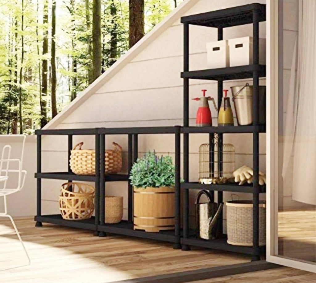 Mobile da Giardino Goshenita, Armadio da Esterno 3 Ripiani Made in Italy, 35x72x164.5h cm Nero Antracite