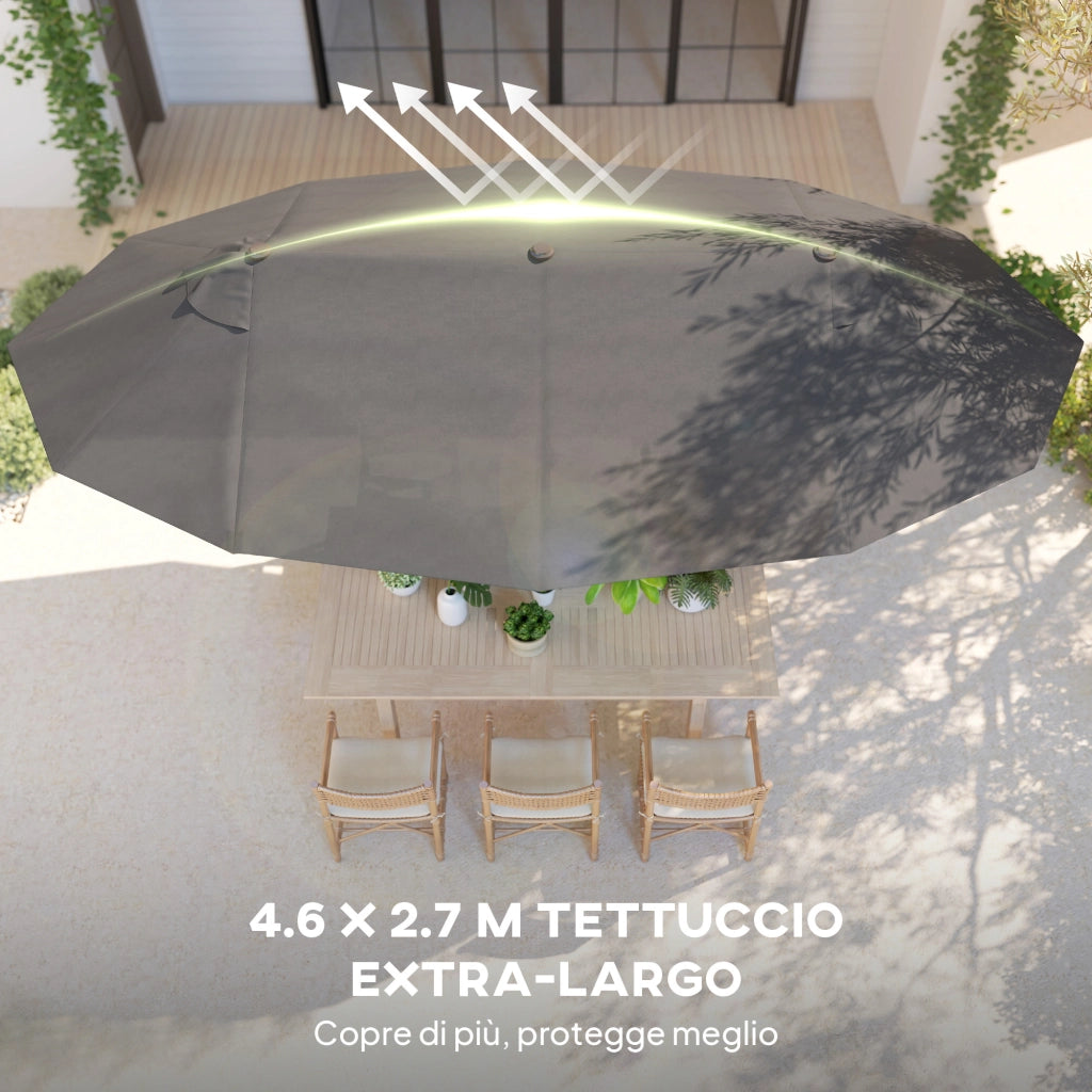 Ombrellone da giardino ¨C zephmum ¨C grigio, acciaio, poliestere, 455x265x238 cm
