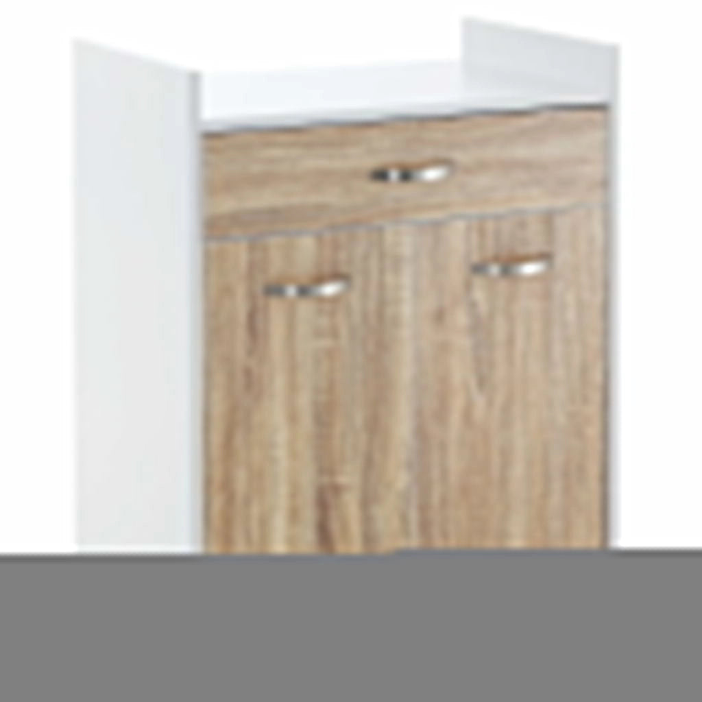 CARRELLO DA CUCINA CON CASSETTO IN LEGNO 60X40X77CM BIANCO E ROVERE