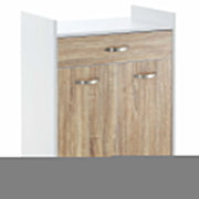 CARRELLO DA CUCINA CON CASSETTO IN LEGNO 60X40X77CM BIANCO E ROVERE
