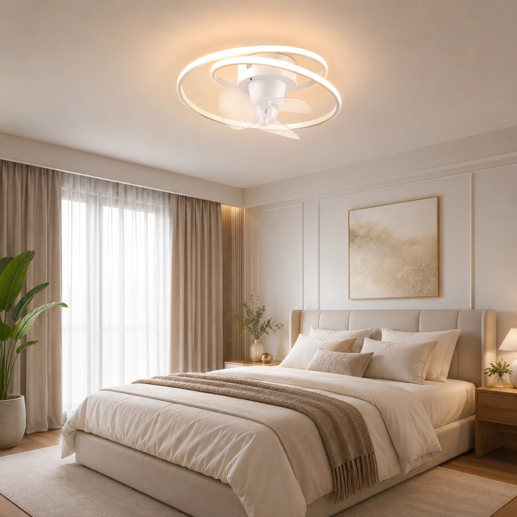 Plafoniera Con Ventilatore Led Umea Spirale Trio Lighting Dimmerabile Telecomando