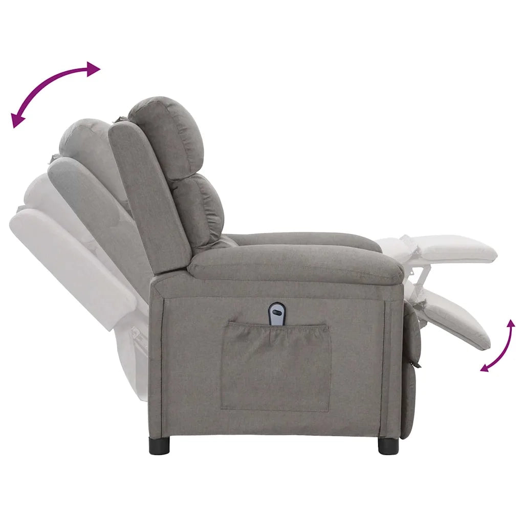 Poltrona Elettrica Reclinabile-Divano Sedia Grigio Chiaro in Tessuto 860564