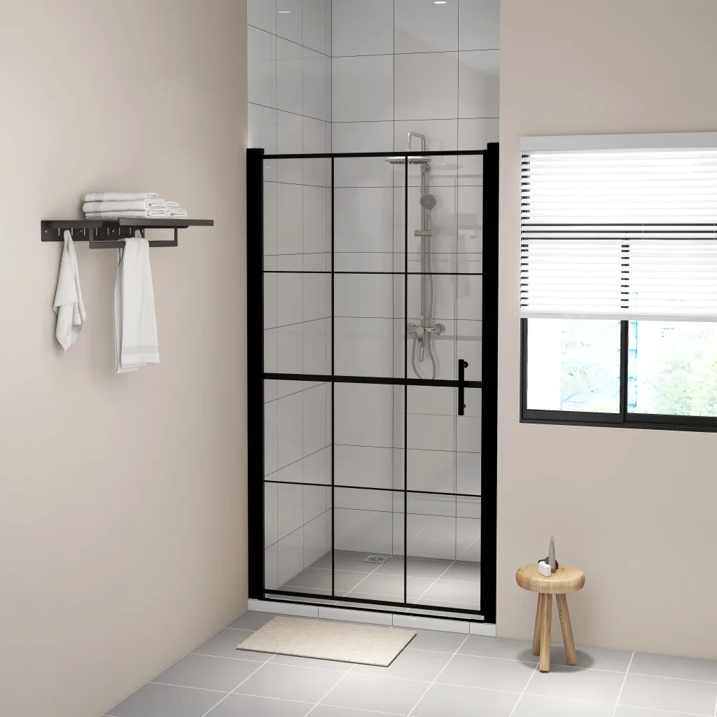 Porta per Doccia in Vetro Temperato 100x178 cm Nera CFW9029896