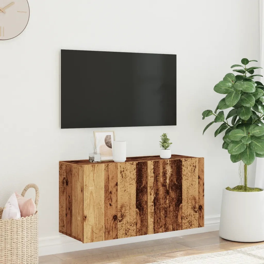Mobile TV a Parete Legno Antico 80x30x41 cm 857666