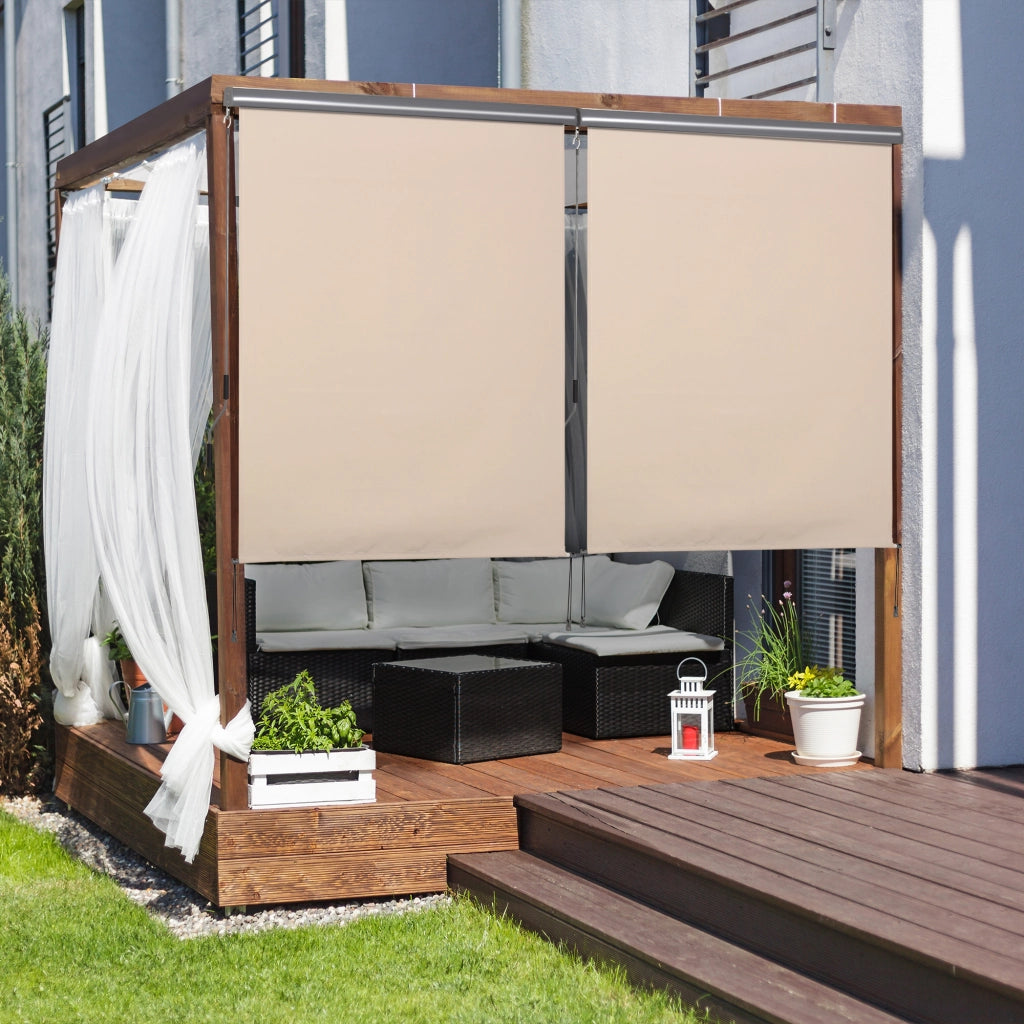 Telo da Esterno Avvolgibile 2.5x1.6m ¨C zephmum ¨C Alluminio, Poliestere, Crema