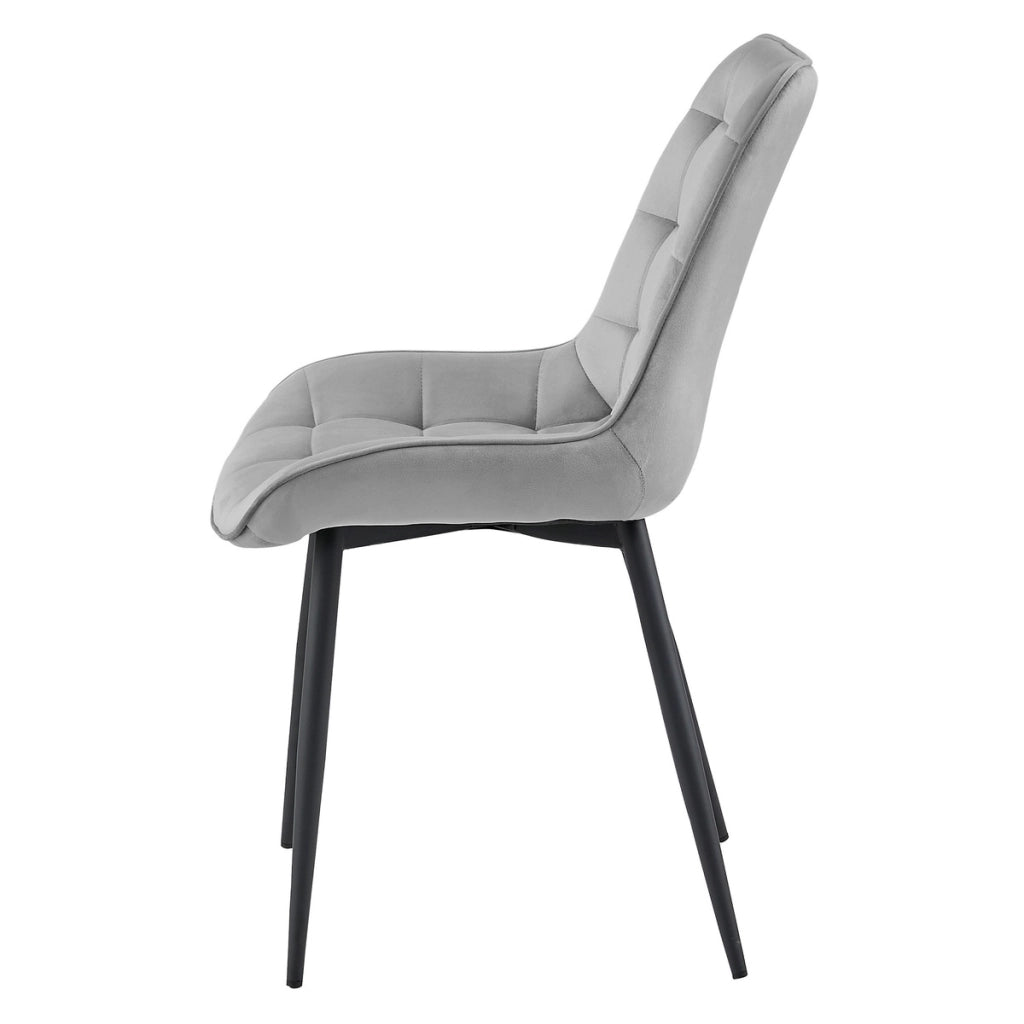 Set di 2 sedie Bera in velluto grigio argento con gambe nere