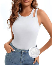 T-shirt estivo senza maniche per donna con tessuto integrato