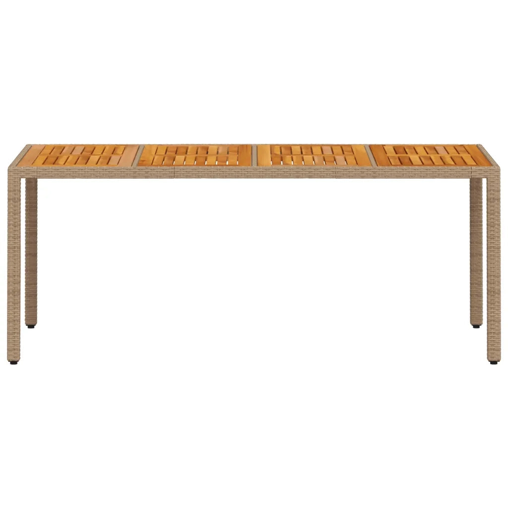 Tavolo da Giardino Beige 190x90x75cm Polyrattan Legno di Acacia 368130