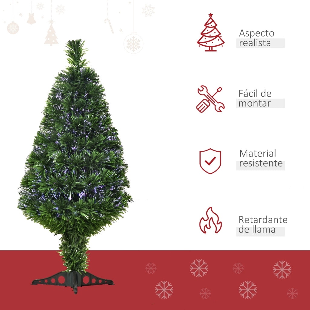 Albero di Natale Artificiale 90 cm Fibra Ottica 4 Colori con Base ?48x90cm Verde ¨C zephmum ¨C Verde