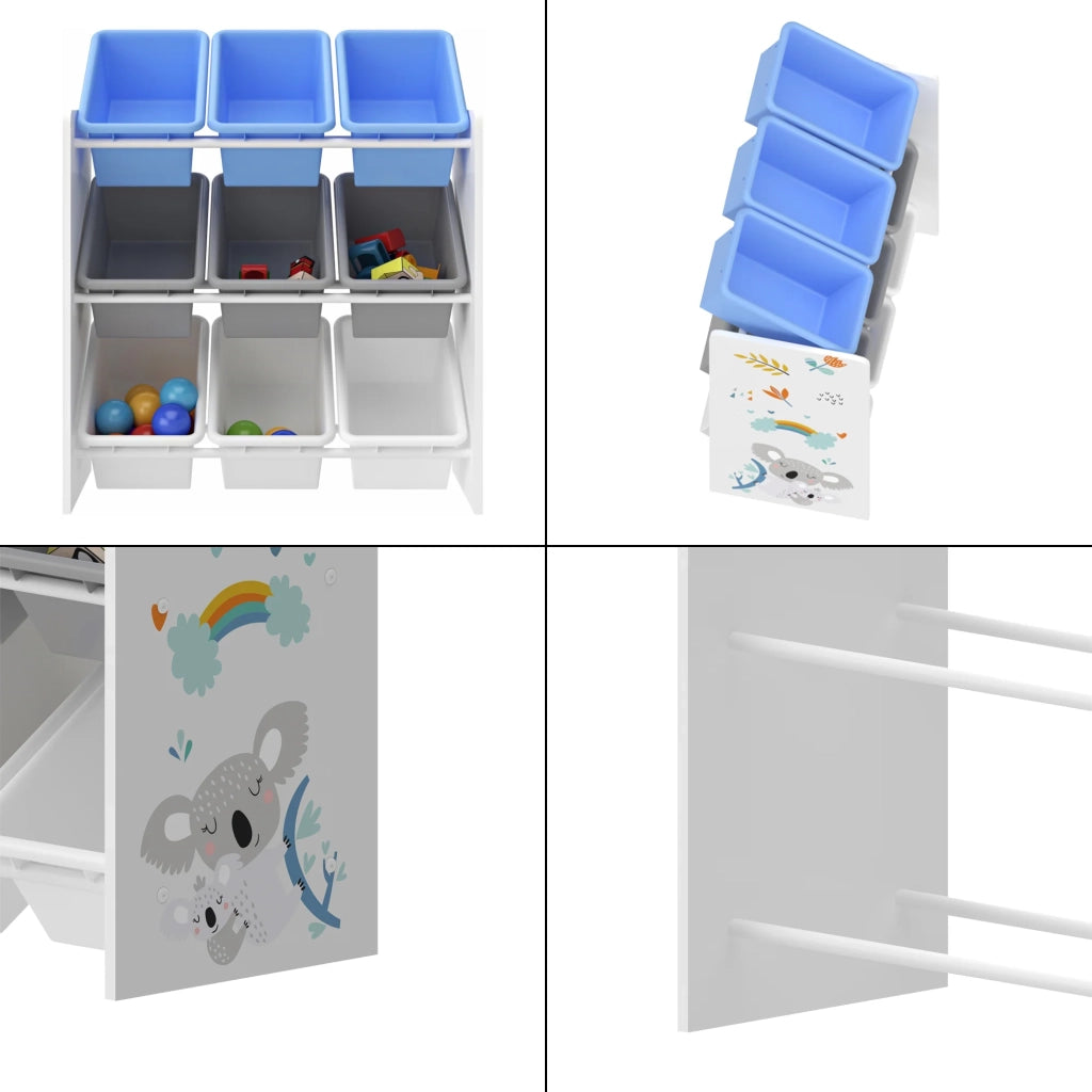 Scaffale portaoggetti per bambini con 9 scomparti aperti bianco/grigio/blu 03_0006986