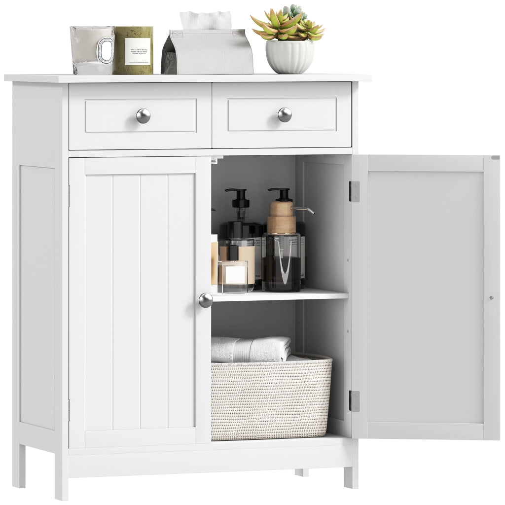 Mobile da bagno con 2 cassetti e ripiano regolabile ¨C zephmum ¨C 60x30x75 cm bianco