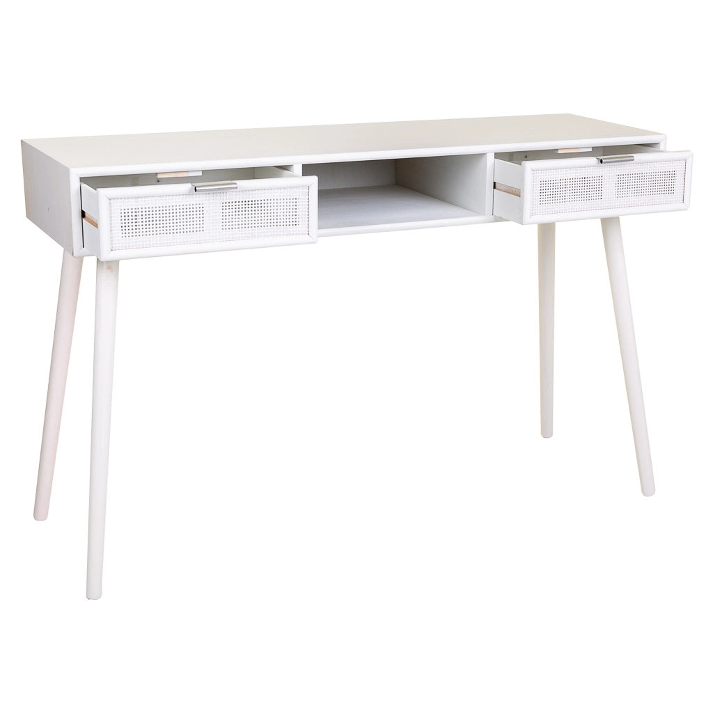Mobile da ingresso in legno e griglia bianca 120x42x79h