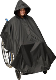 Poncho per sedia a rotelle - Impermeabile poncho per sedia a rotelle - Protezione contro vento e pioggia - Copertura completa - Protezione contro il cattivo tempo - Reutilizzabile e impermeabile - per sedia a rotelle e scooter - Nero