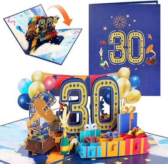 Carta di compleanno 30° compleanno pop-up 3D - Regalo romantico - Donna Uomo Madre - Parole chiave: carte di compleanno, ragazze, amici - Inclusa busta.