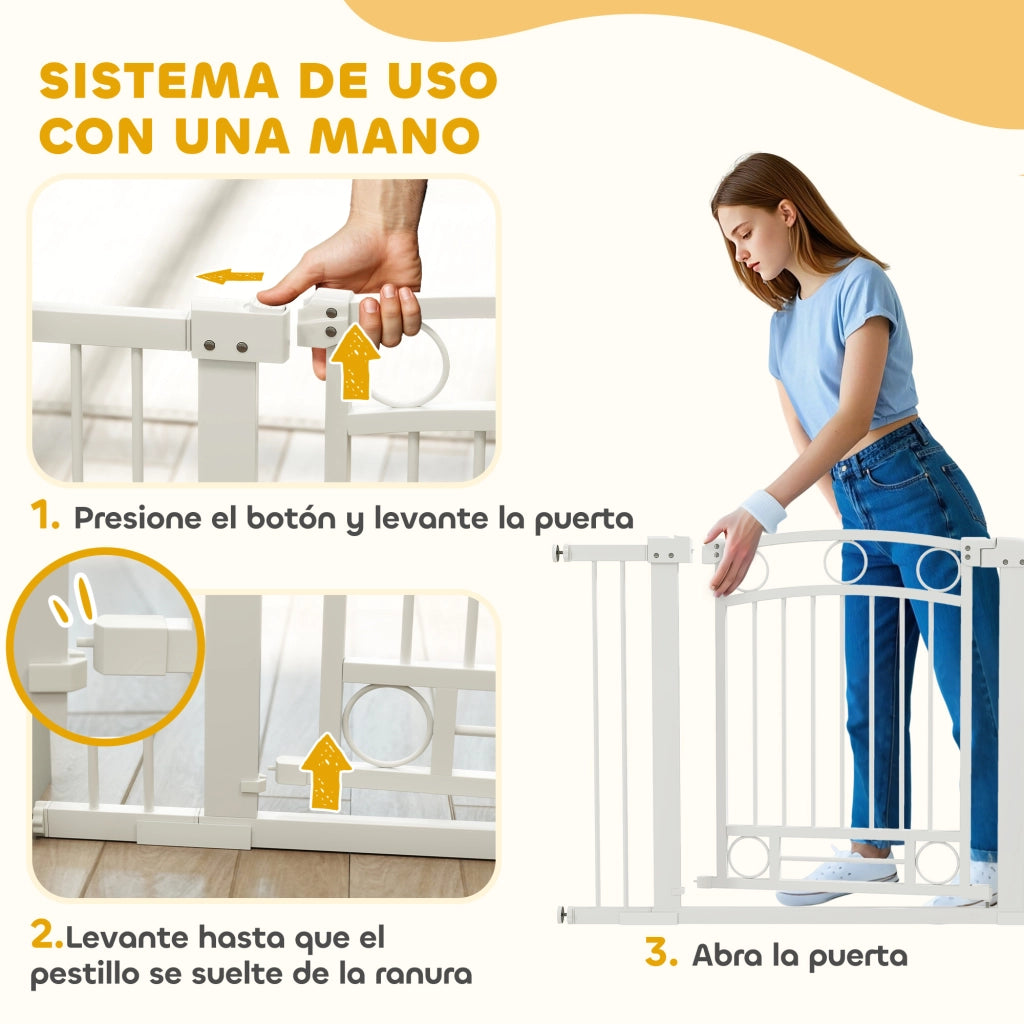 Barriera per Cani Porta con Larghezza Regolabile 76-104 cm ¨C zephmum ¨C Bianco