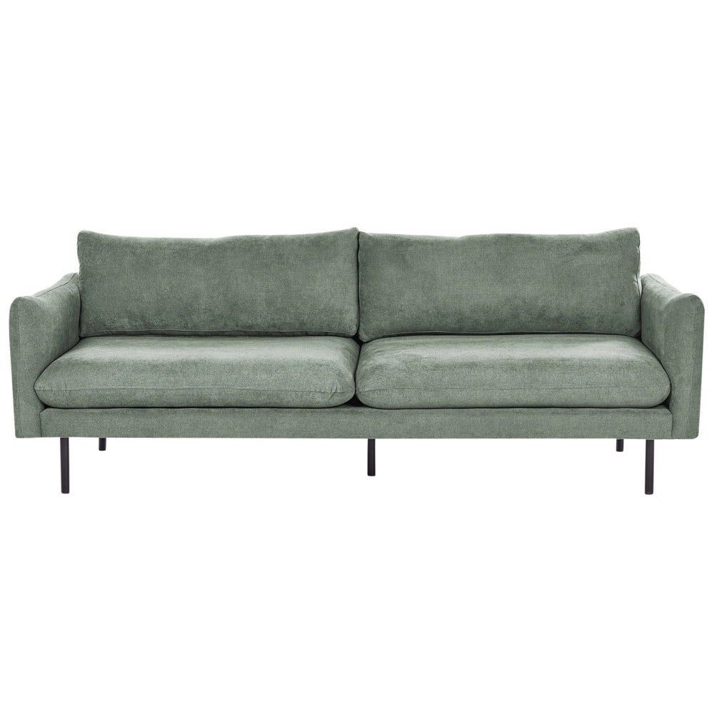 Divano moderno a 3 posti in tessuto di ciniglia verde chiaro sedile imbottito gambe nere Stile Retrò Moderno