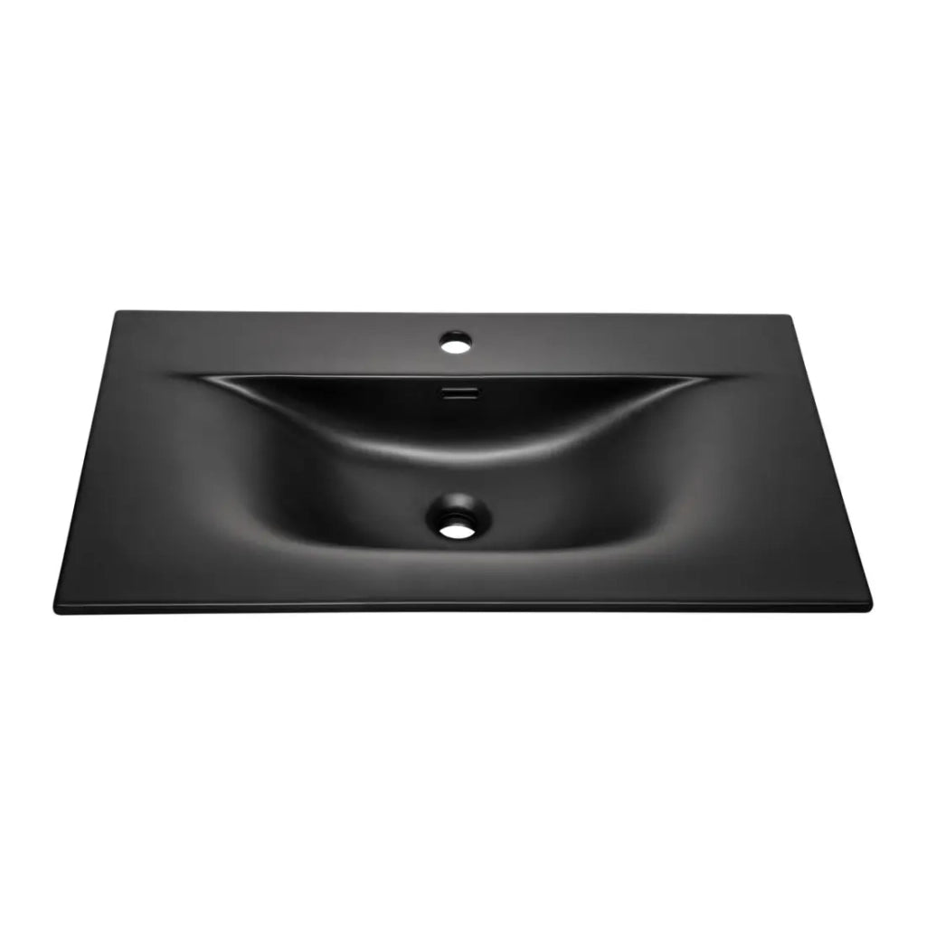 Lavabo da incasso VELOA 80 cm ceramica nero opaco design moderno ovale