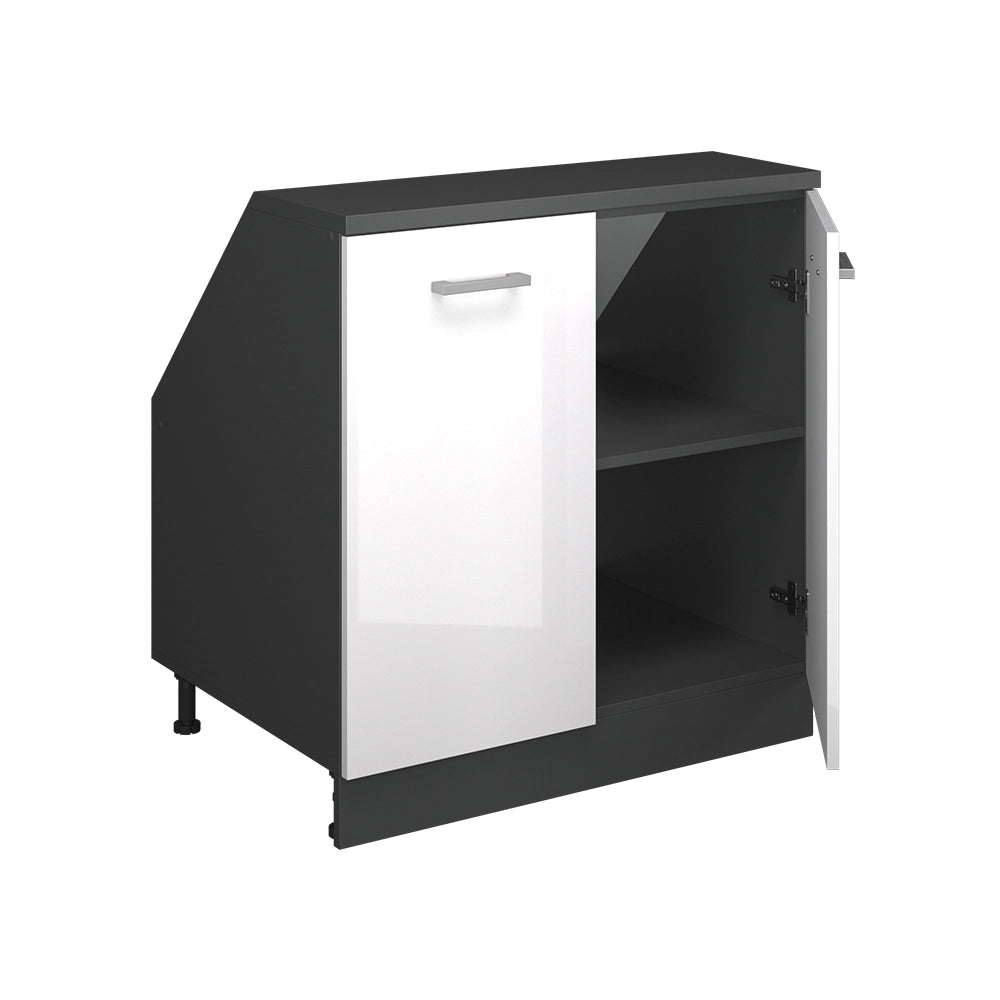 Mobile sottotetto Rion Bianco lucido/Antracite 80 x 83.8 cm con 2 porte, carcassa 60 cm profondità Vicco