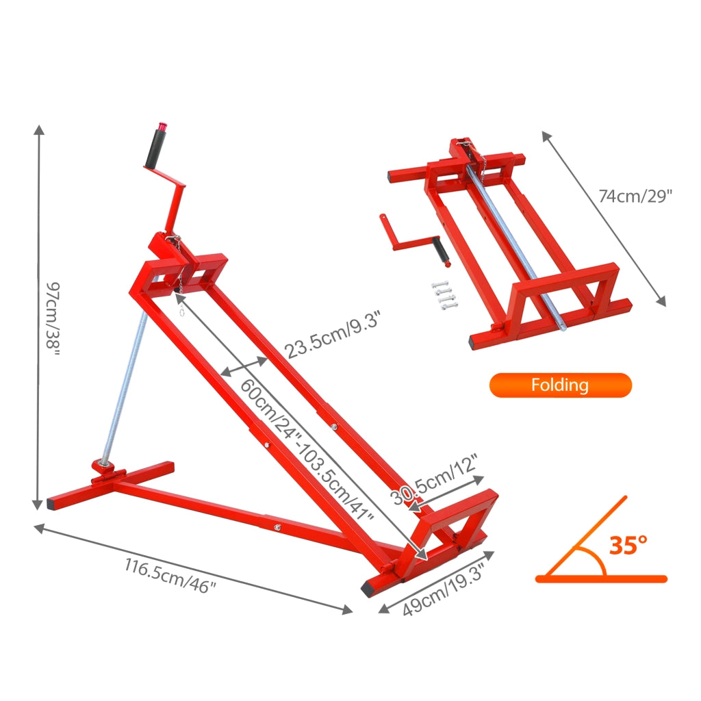 Cavalletto Riparazione Tosaerba Pieghevole ¨C MINIMAL ¨C Acciaio Rosso 400 kg