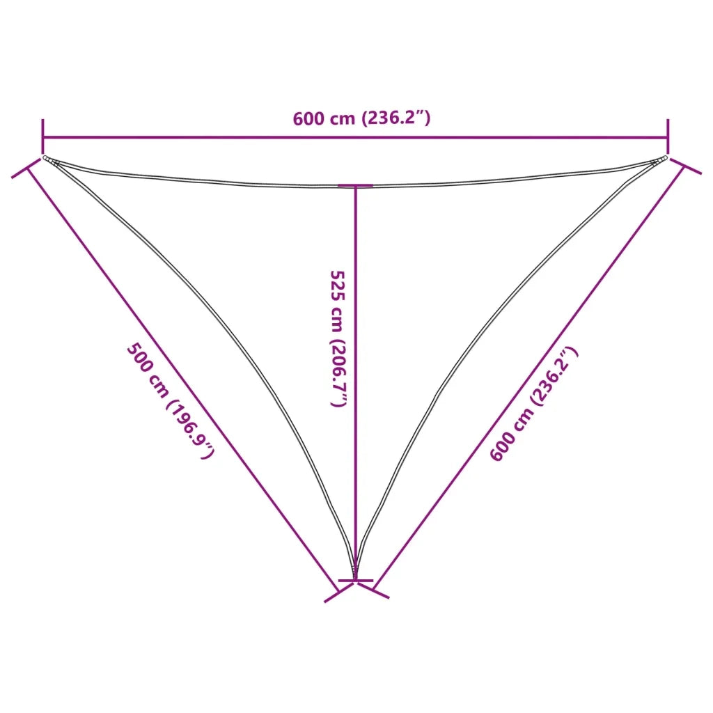Parasole a Vela Oxford Triangolare 5x6x6 m Bianco 135291