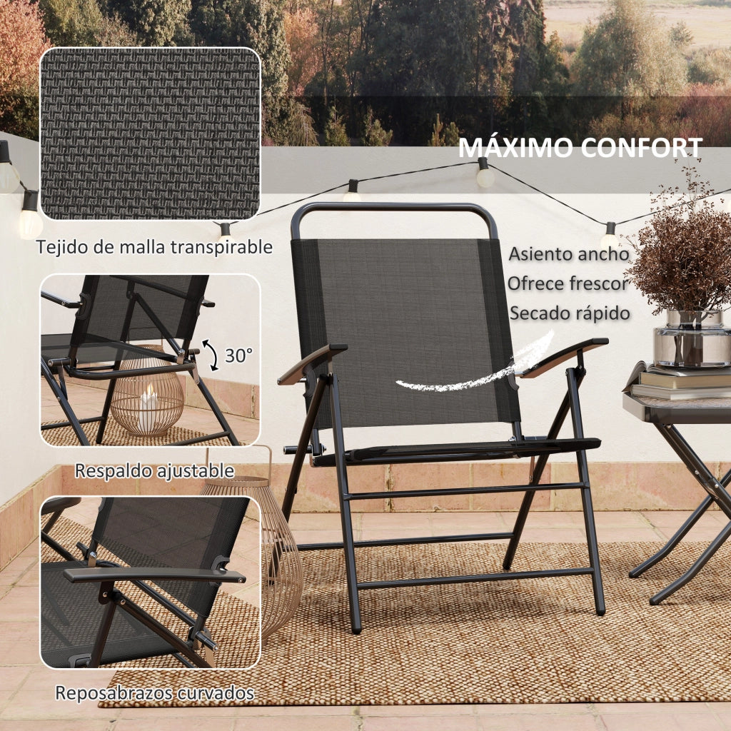 Tavolo da pranzo con sedie pieghevoli ¨C zephmum ¨C Nero, vetro, metallo