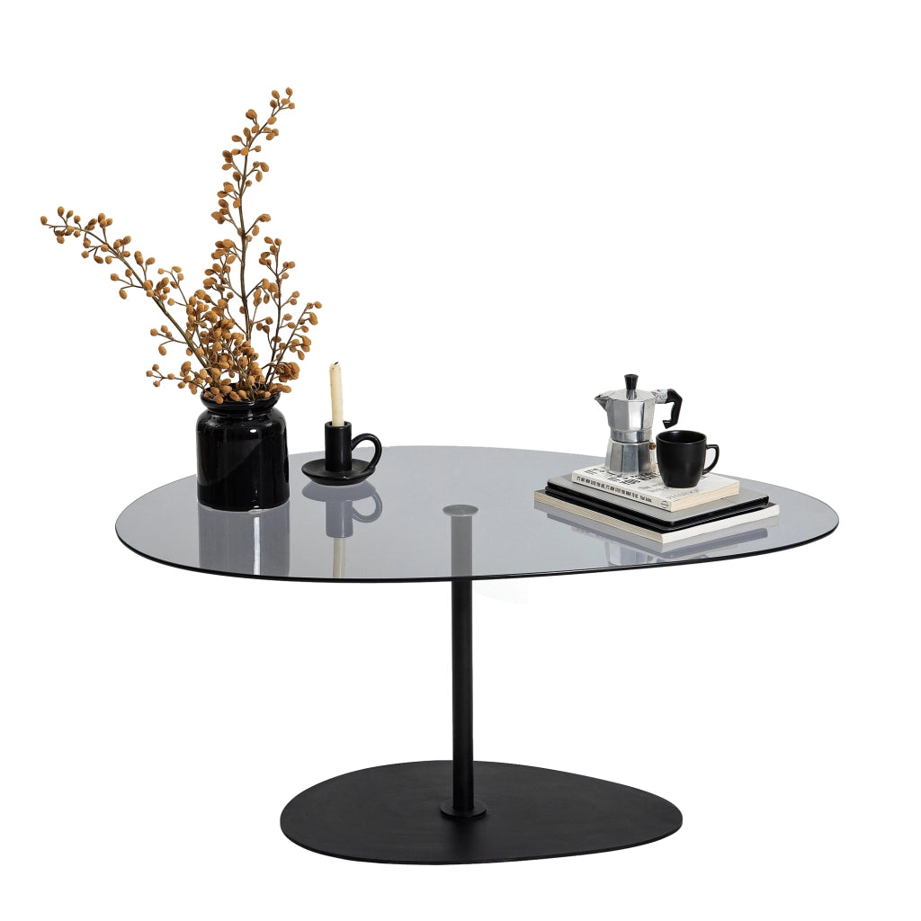 Tremiti, Tavolino da Salotto Piano in Vetro Temperato, 90x60x40h cm Nero