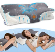 Sostegno Ergonomico per il Collo - Design Innovativo - Ipersensibile - Schiuma di Alta Qualità - 65x35,6x12/13,6cm - Assistenza per i Problemi al Collo - Sostenibile e Riciclabile - Altopieno per il Sonno