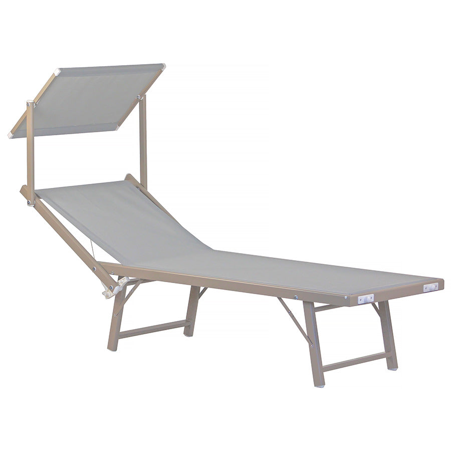 Lettino Prendisole da Giardino 181x60xH39 cm in alluminio ecru Bagnino