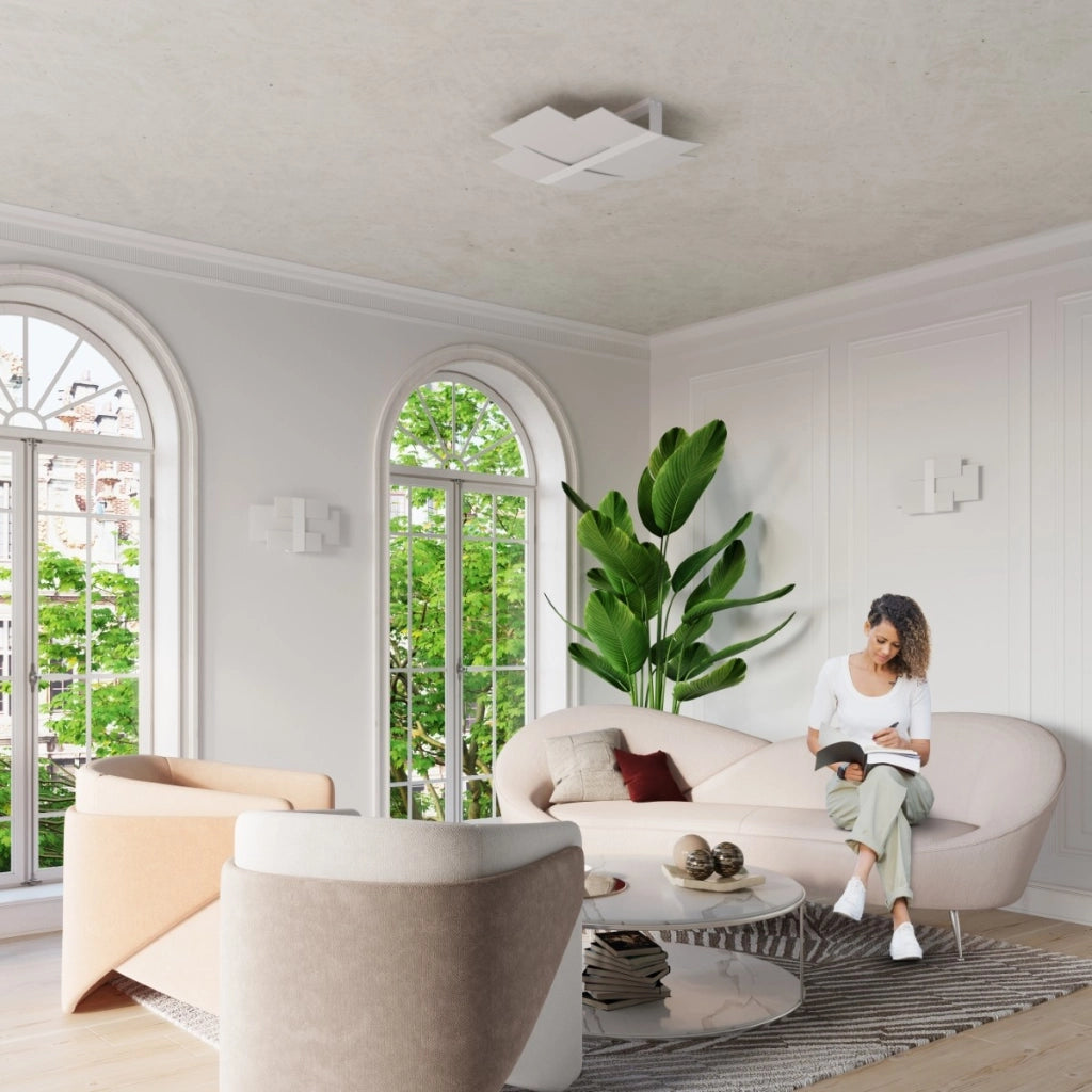 Lampada da parete a soffitto in acciaio e vetro bianco Tangerine Celia a 3 luci E27 LED