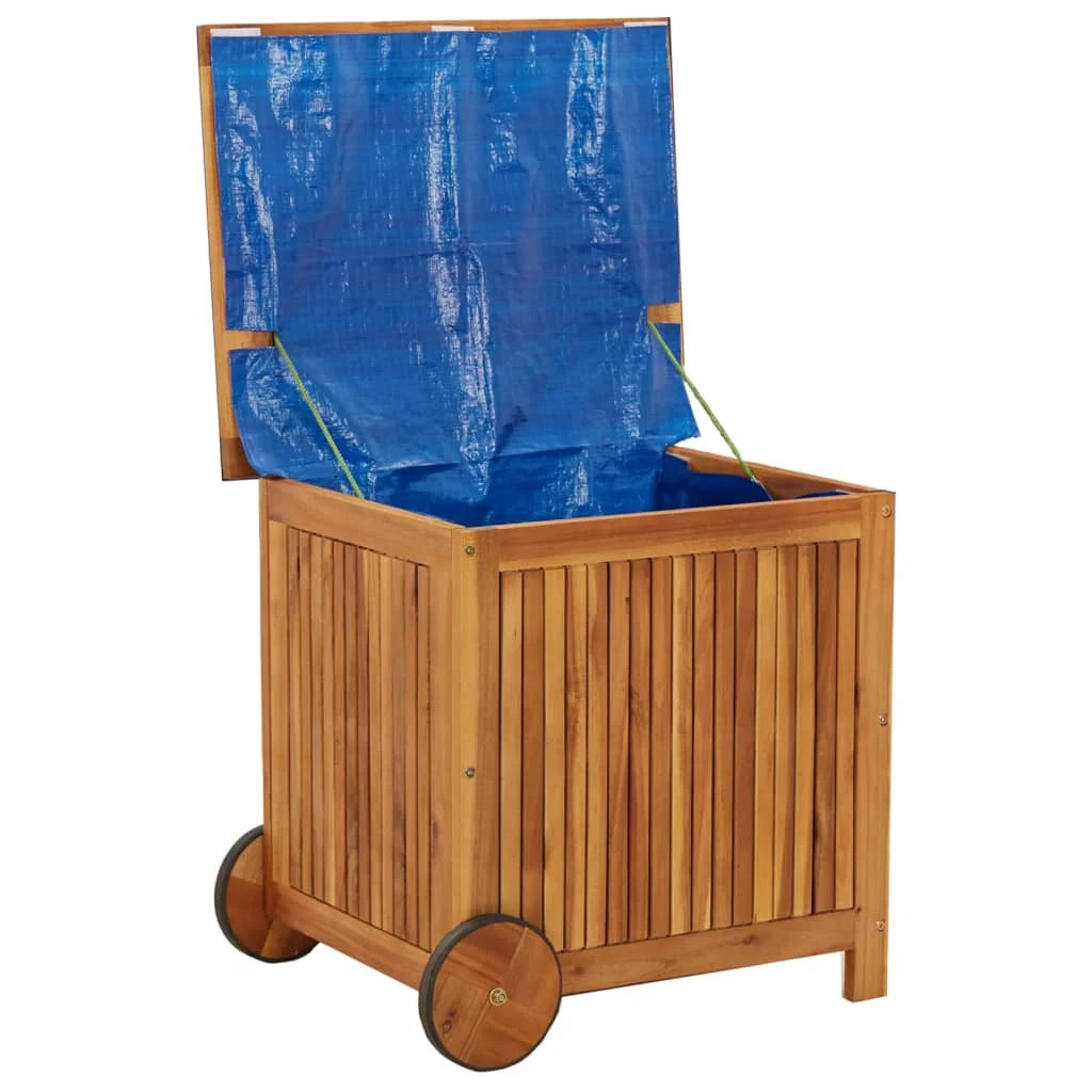 Baule da giardino con ruote 60 x 50 x 58 cm legno di acacia 02_0013066