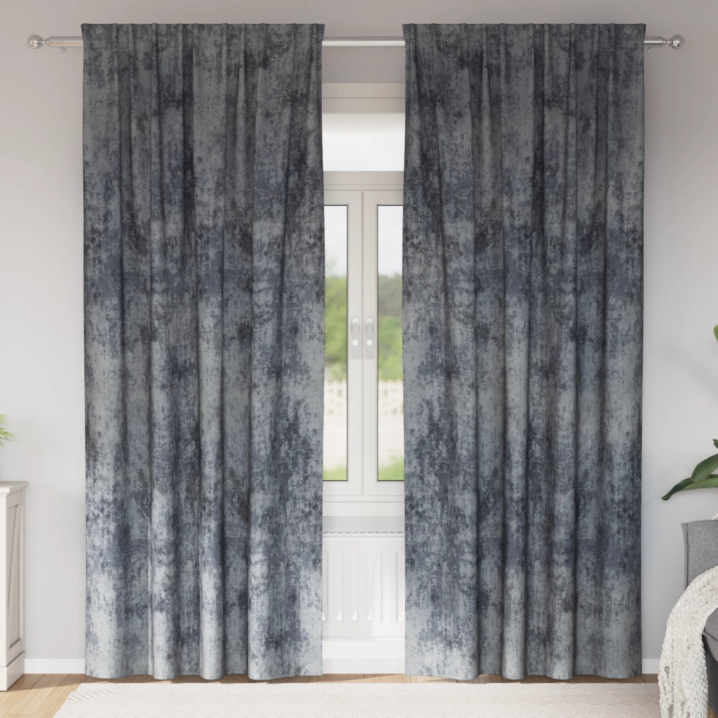 Tende in Velluto 2 pz con Occhielli Grigio Argento 225x140 cm