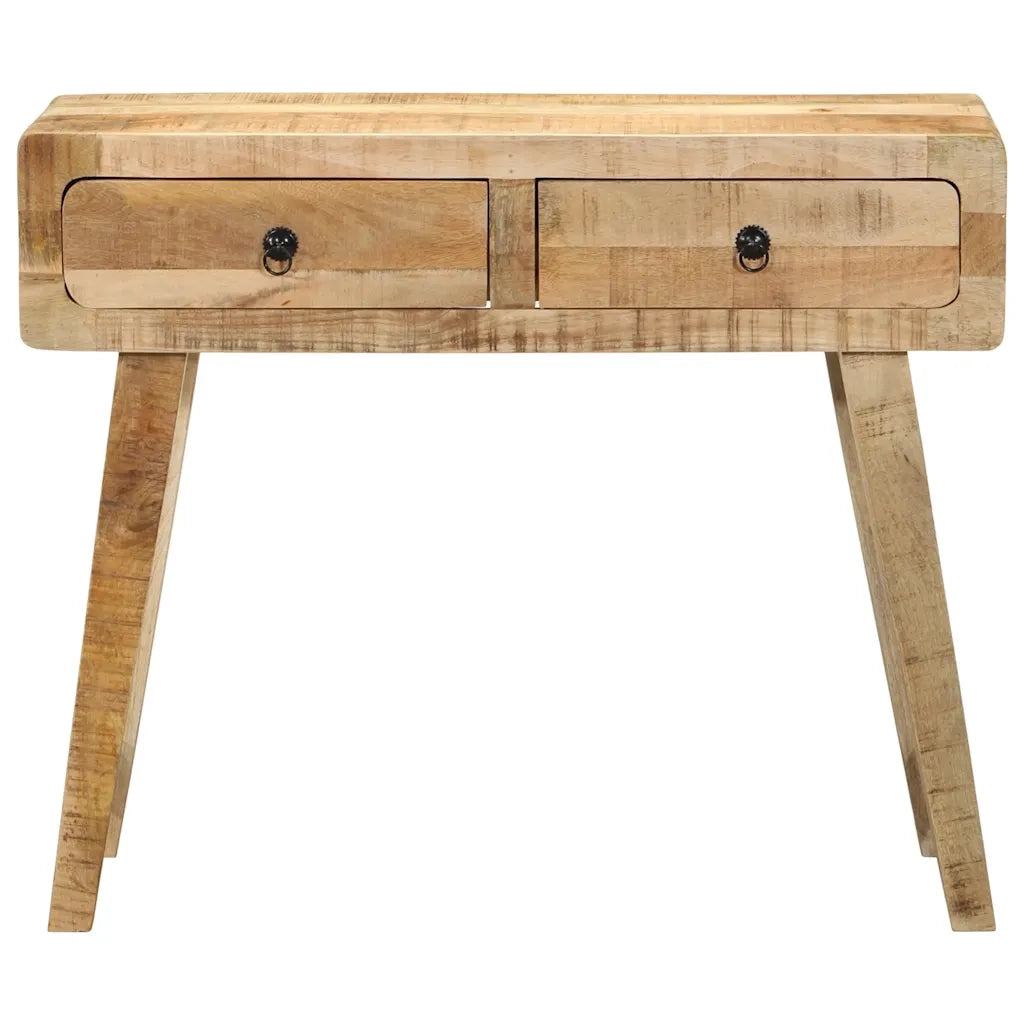Tavolo Consolle 90x32x75 cm in Legno Massello di Mango Grezzo
