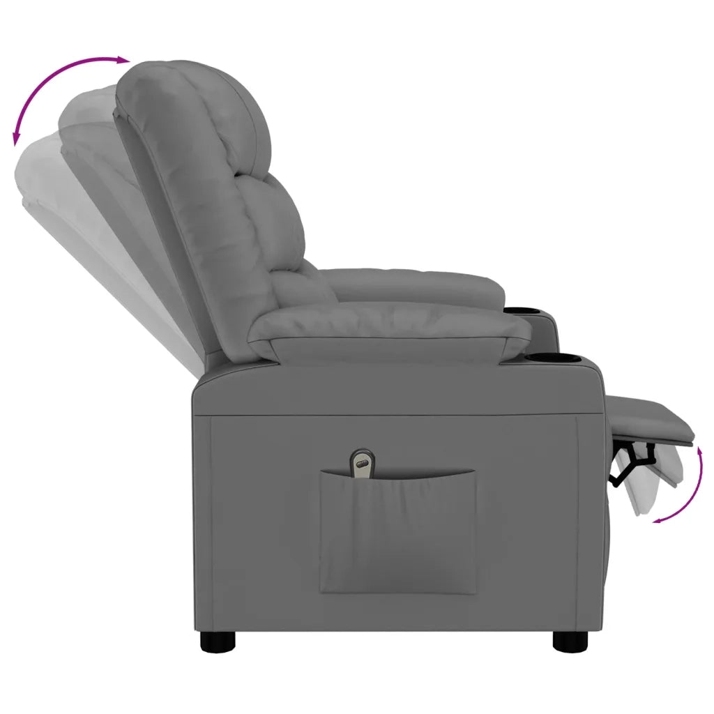 Poltrona Reclinabile Elettrica Grigia in Similpelle cod mxl 6719