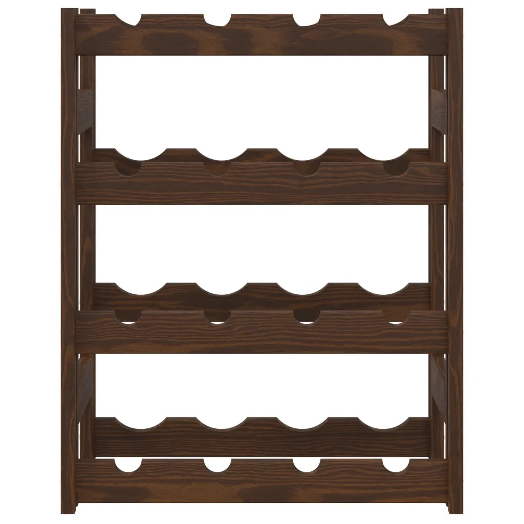 Portabottiglie per 16 Bottiglie Marrone Legno Massello di Pino 373389