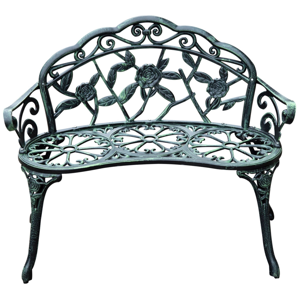 Panchina 2 Posti Giardino ¨C Zephmum ¨C Verde Fuso Alluminio 100x54x78 cm