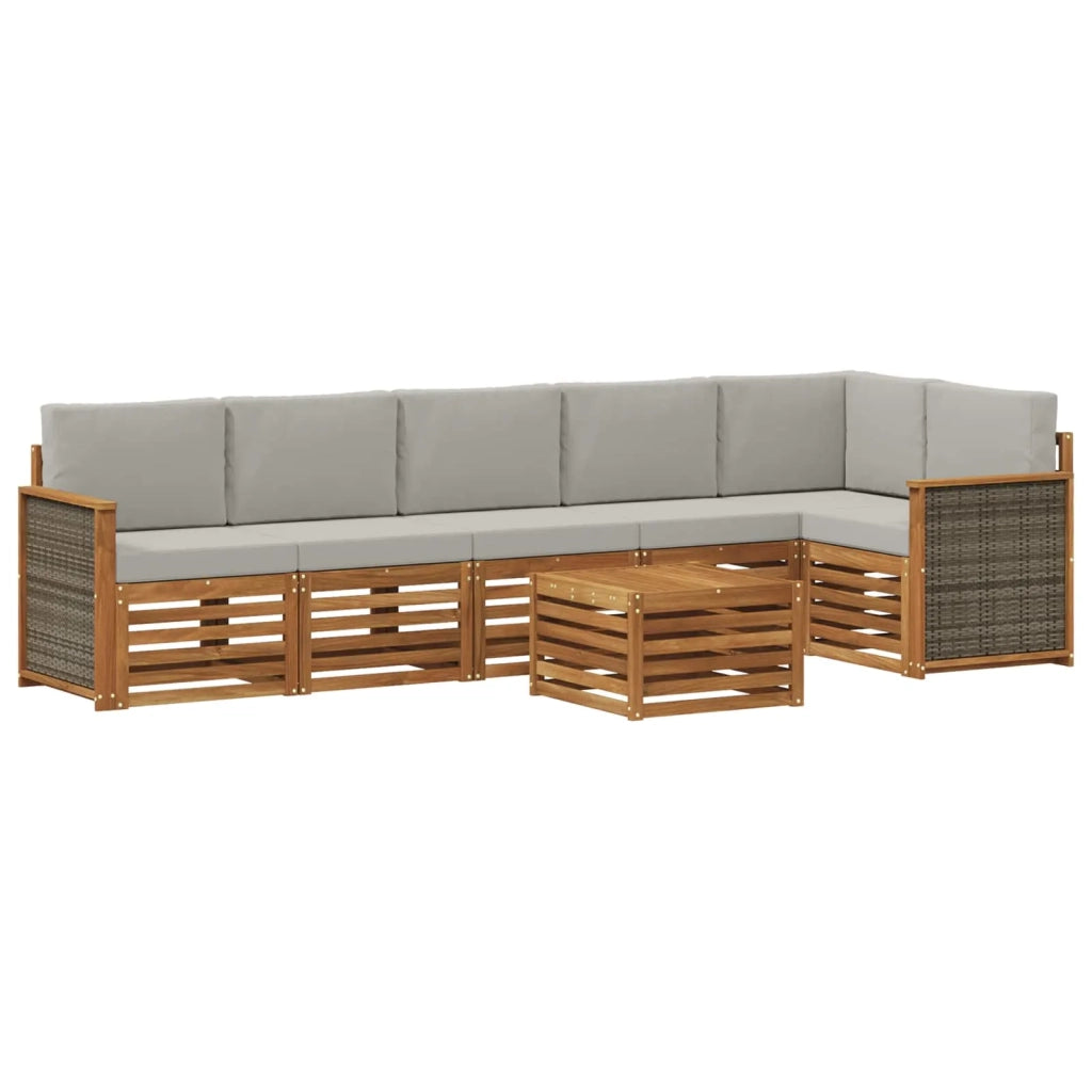 Set divano sezionale con cuscino 6 pcs Naturale e Grigio Chiaro 3384437
