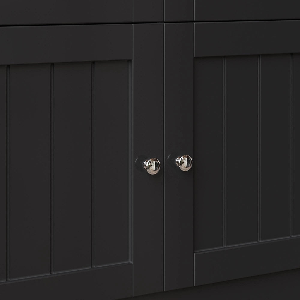 Credenza Cucina Alta 140x40x175cm - Xylo - Luci LED RGB Regolabili, Bianco e Nero