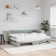 Divano Letto Estraibile Materassi Grigio Chiaro 80x200 Velluto