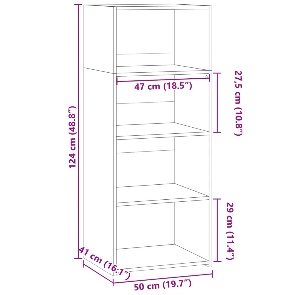 vidaXL Credenza Grigio Sonoma 50x41x124 cm in Legno Multistrato