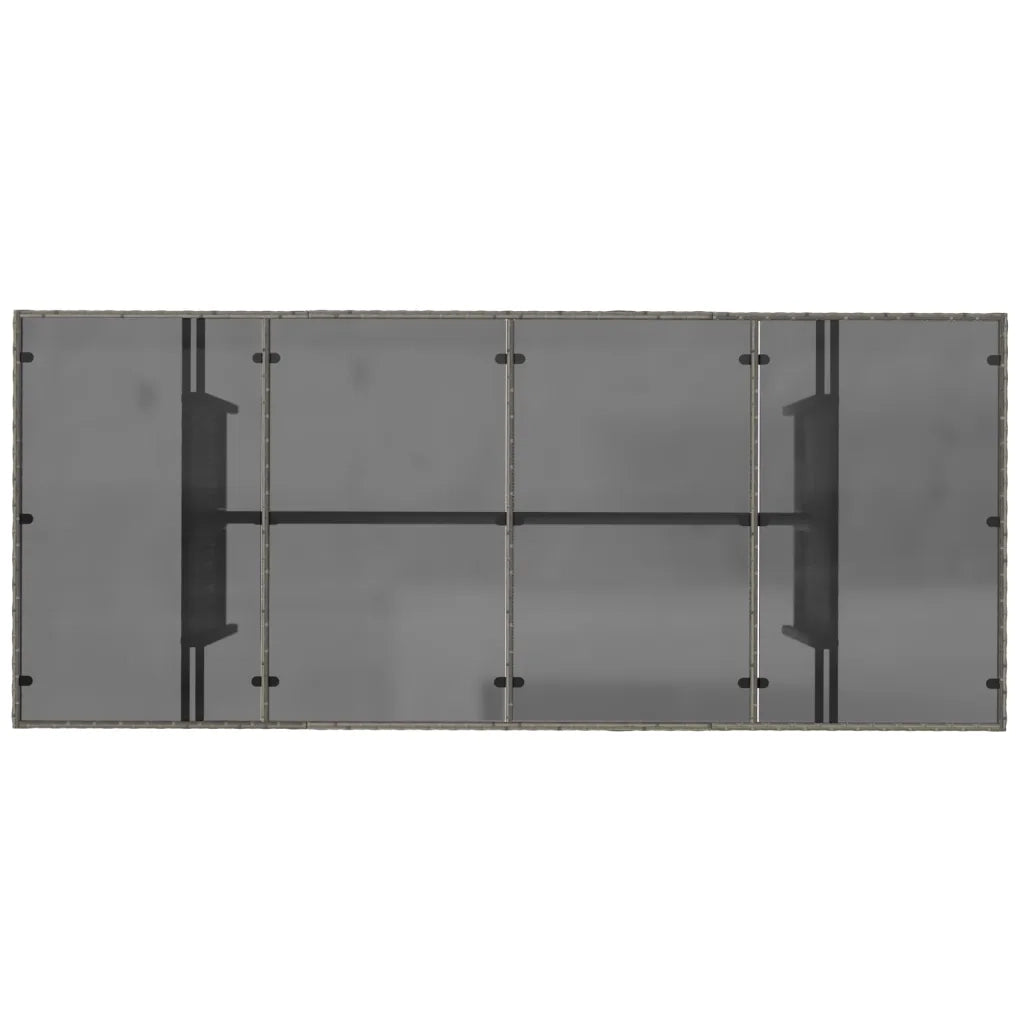Tavolo da Giardino Piano in Vetro Grigio 190x80x75cm Polyrattan 365604