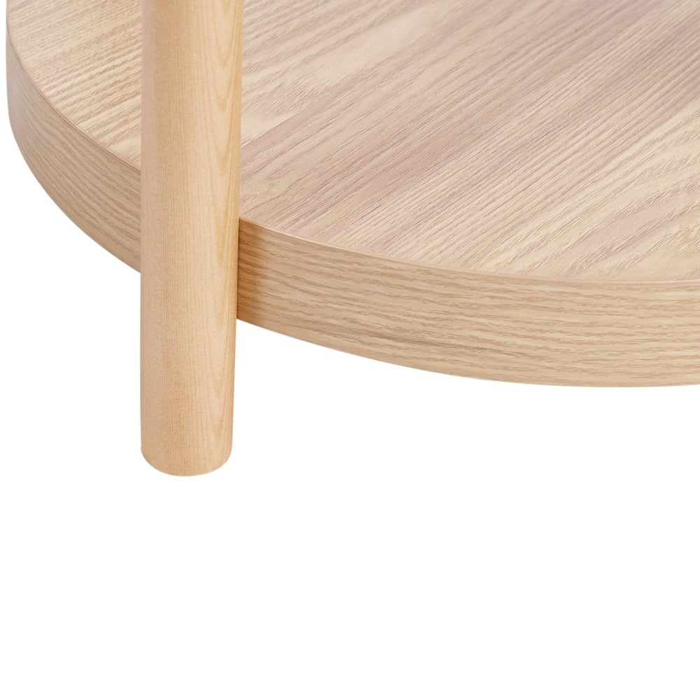 Tavolino Rotondo MDF con scaffale portaoggetti legno chiaro stile tradizionale scandinavo
